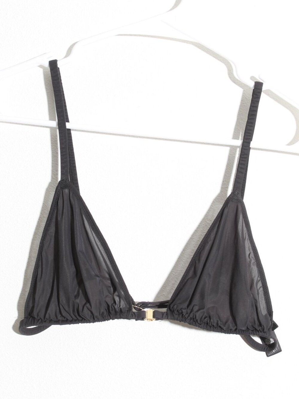 SKIMS Jelly Sheer Stretch Triangle Bralette Black Onyx Front Clasp Size Large